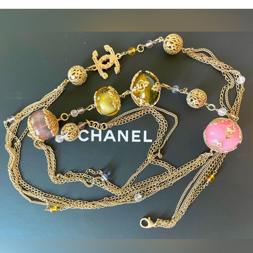 Chanel RARE "BLOWN GLASS" Long Strands Beads Belt/Necklace